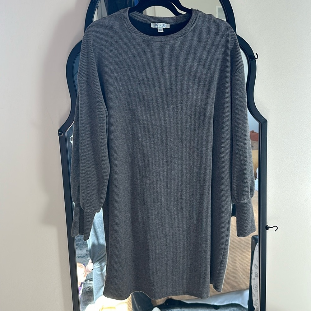 She + Sky Cozy Gray Sweater Dress